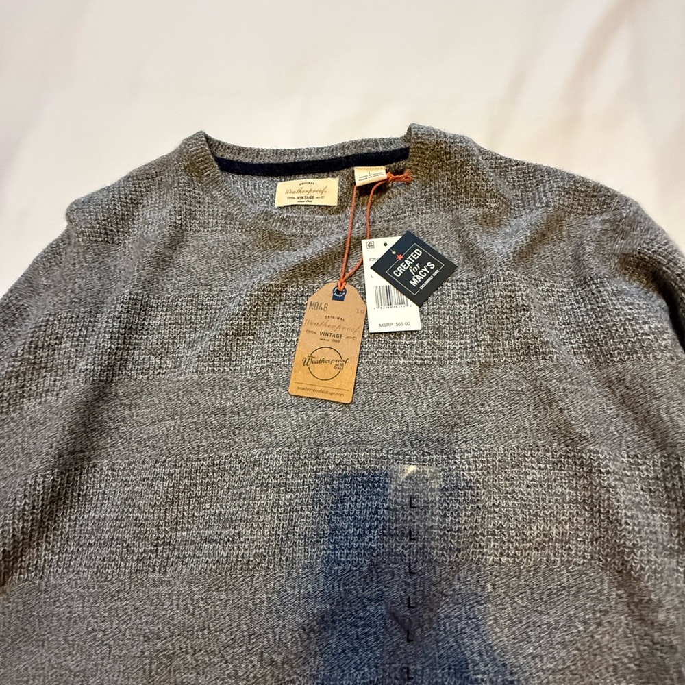 Weatherproof Men's Gray Crewneck Sweater - Textured Knit